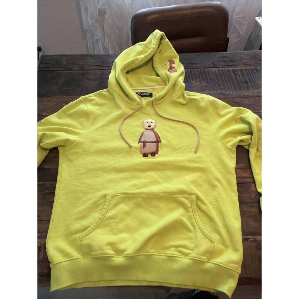 Freaks By Kim Tae Hoon Embroidery Dog Neon Yellow Hoodie Size M Streetwear